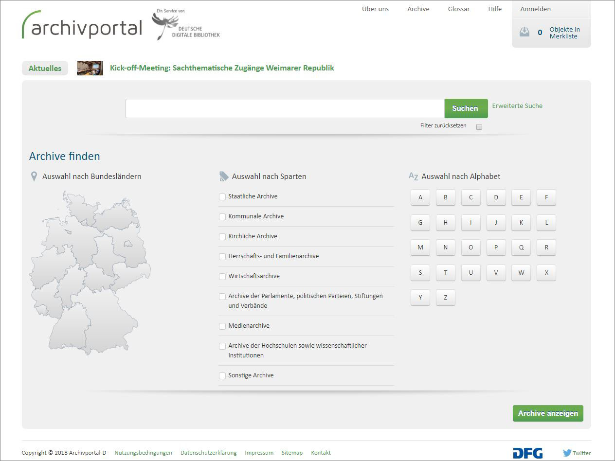 Archivportal-D Screenshot