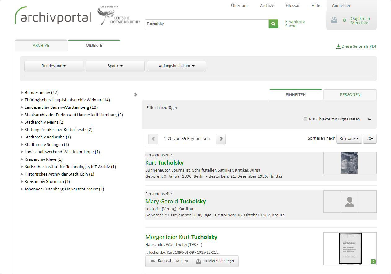 Archivportal-D Screenshot