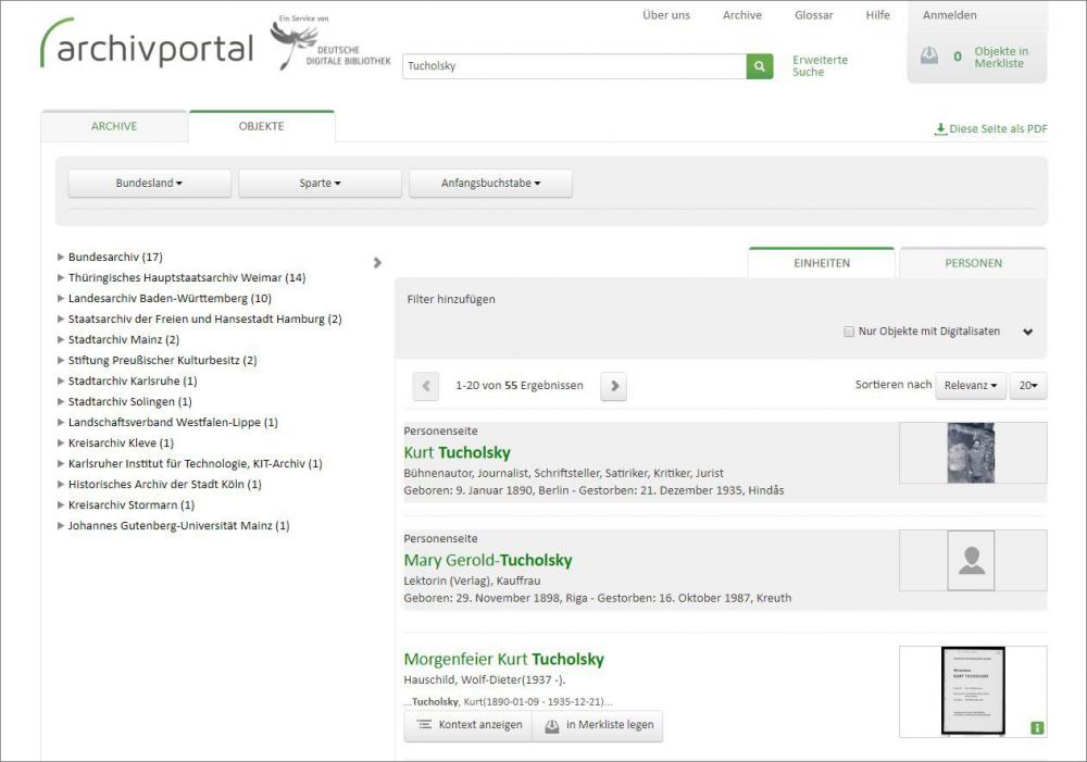 Archivportal-D Screenshot