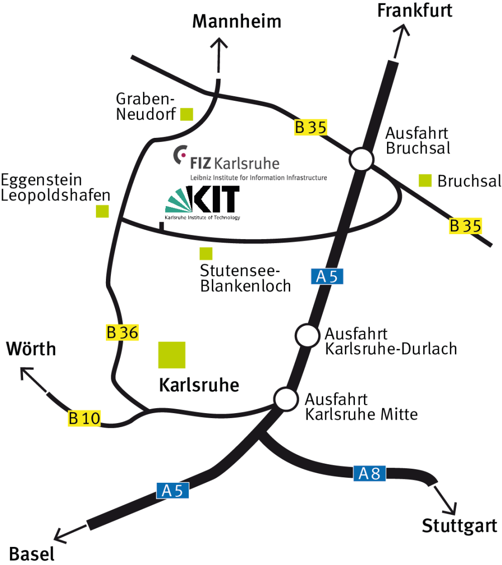 KIT Campus North is located near Eggenstein-Leopoldshafen, about 12 km north of Karlsruhe.